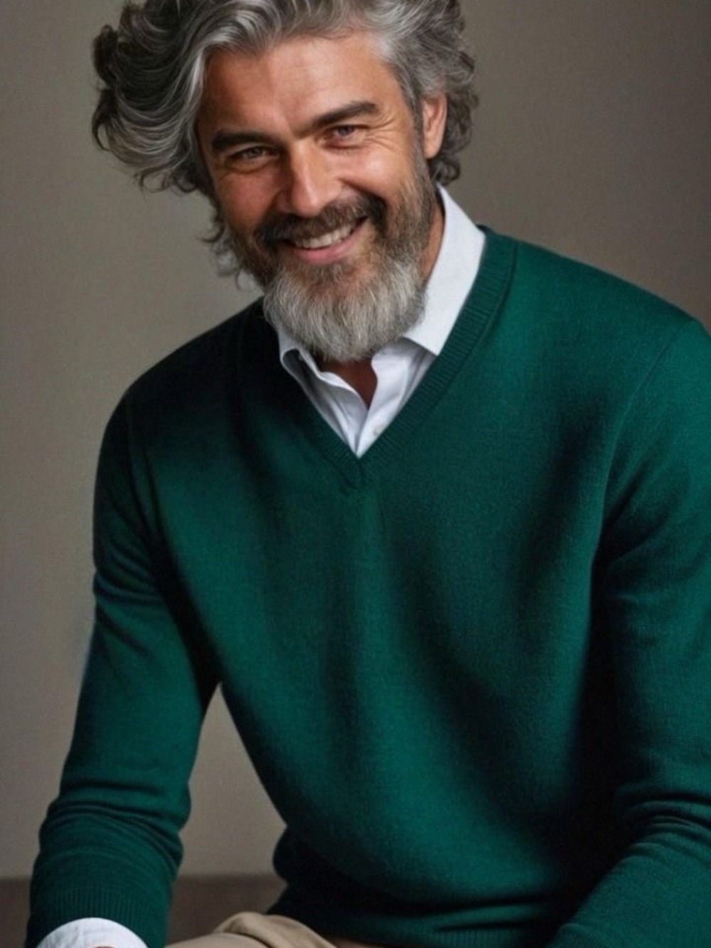 Vintage Brooks Brothers Men's V-Neck Sweater - Green